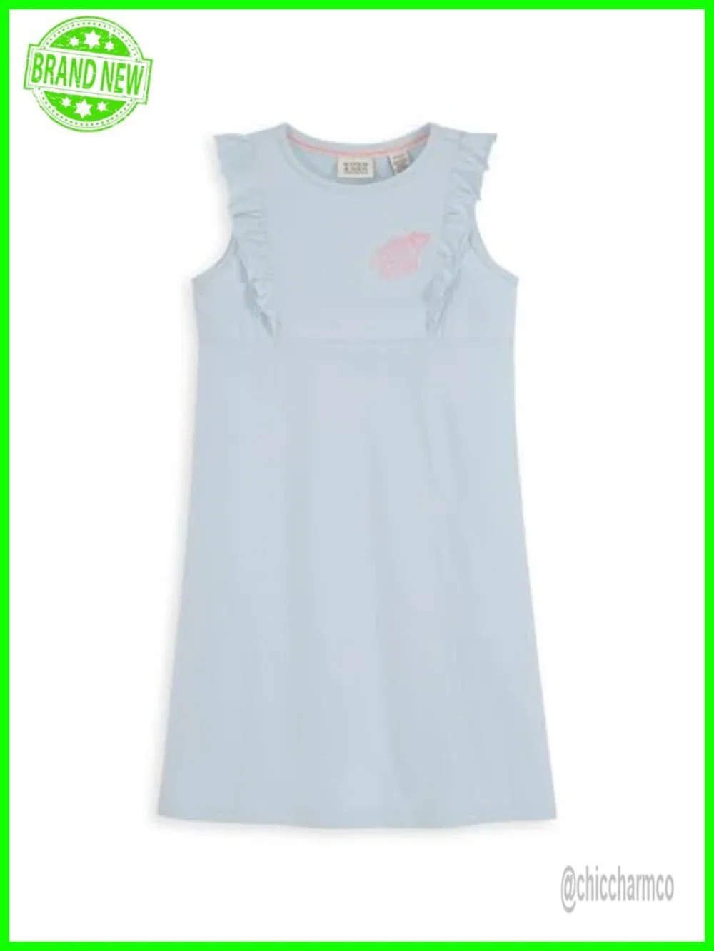 Kids Summer Midi Dress, Shift Silhouette, Cotton Blend, Sleeveless